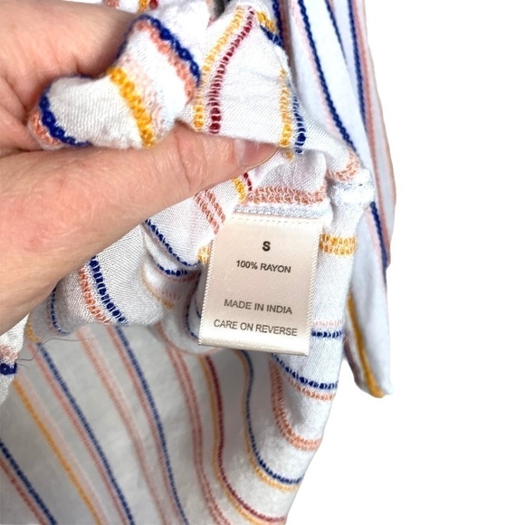 Dizzire 3/4 Sleeve Soft Multicolored Stripe Flowy V-Neck Blouse Size Small - Picture 8 of 14